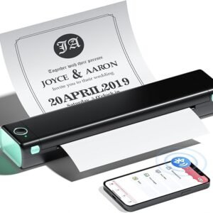 Impresora térmica portátil - Impresora móvil inalámbrica A4 para el hogar, la oficina, el vehículo, el coche, plantillas de tatuajes, impresora Bluetooth sin tinta, compatible